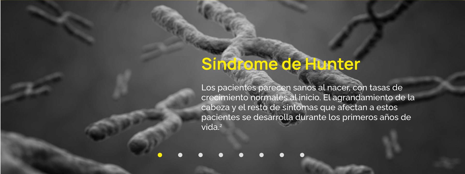 Los pacientes parecen sanos al nacer, con tasas de crecimiento normales al inicio. El agrandamiento de la cabeza y el resto de síntomas que afectan a estos pacientes se desarrolla durante los primeros años de vida.